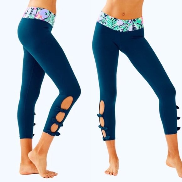 Lilly Pulitzer Ink Navy Bow Leggings - Picture 1 of 9